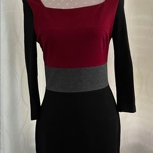 Red gray and black dress